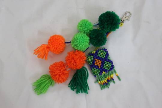 Keychain with Pompom and Talisman Cushion